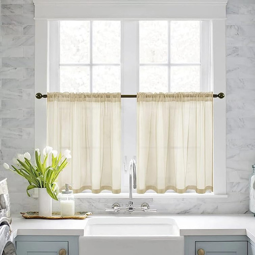 Cortinas Traslucidas Media Ventana Para Cocina Baño Ventanas