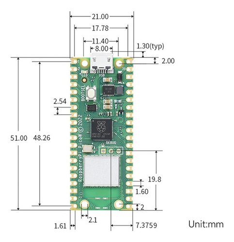 Placa Raspberry Pi Pico 2w Con Headers