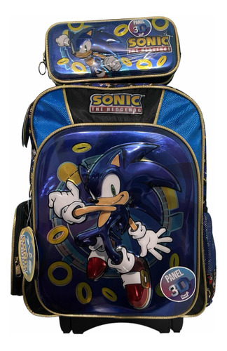 Kit De Mochila De Sonic Con Ruedas Y Lapicera Original