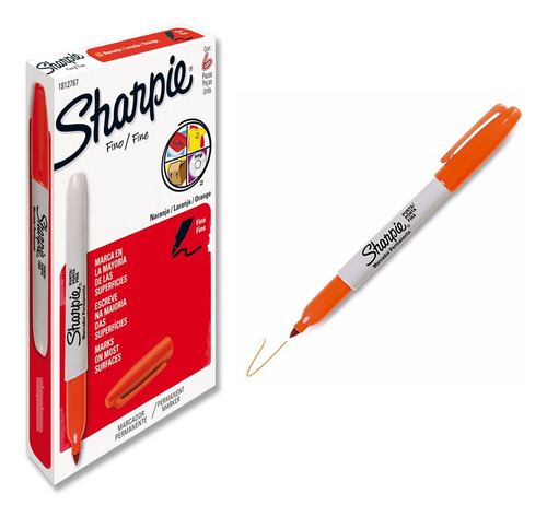 Cx Caneta Marcador Permanente Sharpie Fine Ponta Fina C/6 Un