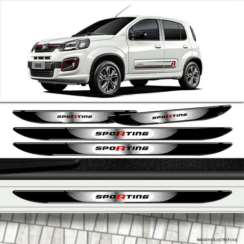 Imagem 2 de 3 de Kit Adesivo Faixa Fiat Uno Sporting 2017/ + Soleira Da Porta