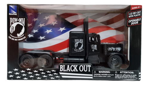 Tractor Negro Blackout Peterbilt New Ray Escala 1:32