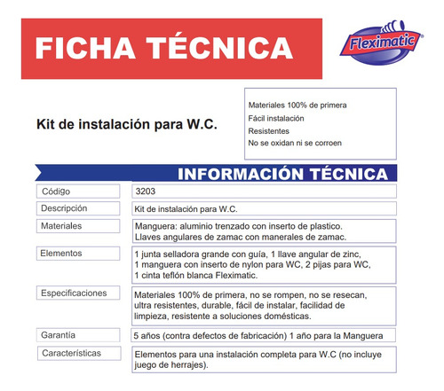 Fleximatic 3203 Kit De Instalación Para Wc