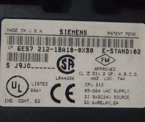 Siemens 6es7 212-1ba10-0xb0 Cpu 212