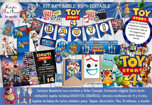 Kit Imprimible Candy Bar Toy Story 4 100% Editable