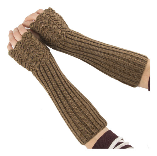 Guantes Largos Y Cálidos Para Otoño E Invierno, Mangas Tejid