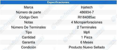 Inyector Combustible Mpfi Promaster 6cil 3.6l 14-18 8156566