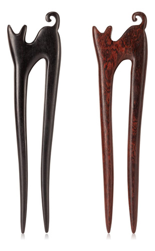 2 Palitos De Madera En Forma De U, Hechos A Mano, Tallados A