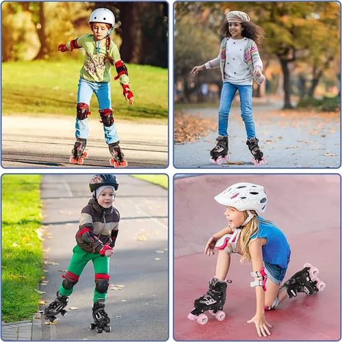 Patines en línea para niños, patines ajustables con 4 ruedas de poliuretano  iluminadoras,Patines interiores para niños y niñas principiantes