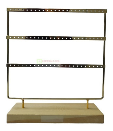 Imagen 1 de 2 de Exhibidor De Aros O Zarcillos Dorado Base De Madera 36 Pares
