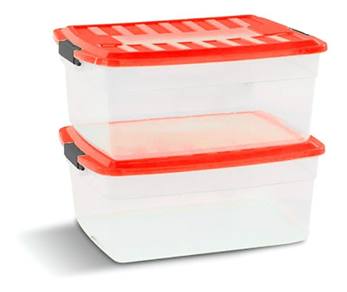 Caja Organizadora Plástica 17l C/tapa Trabas Colombraro X 2u