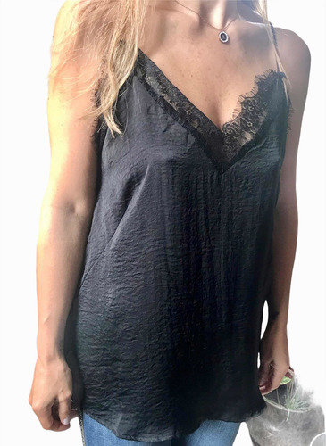 Musculosa De Vestir Gasa Arrugada Parisien Talle M Original