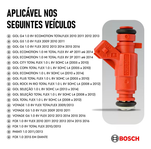 Kit 4 Bico Injetor Gol G4 G5 G6 1.0 2010 Após 0280157111