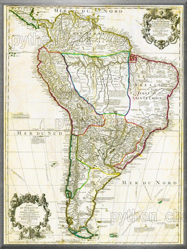 Cuadro Mapa De Sudamérica - Guillaume De L'isle - Año 1708