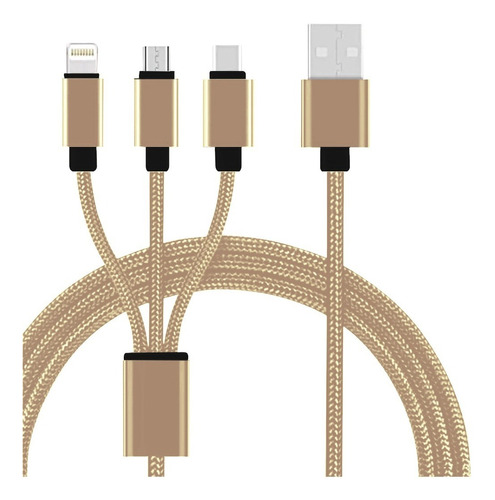 Cable Usb Reforzado 3-1 Micro Usb - Tipo 3 Entradas 