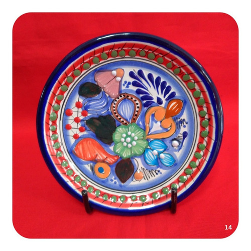 Imagen 3 de 7 de 3 Platos Talavera Poblana Colores 15 Cm Diseños Diferentes
