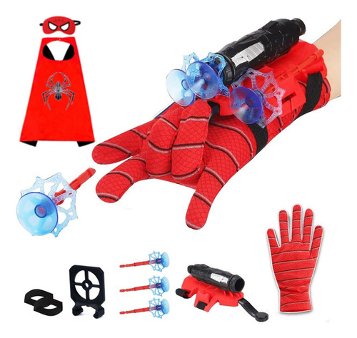 Guantes Spiderman Para Niños Juguetes Lanzador+role Cloak