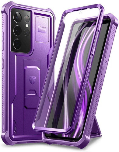 Funda Violeta Para Galaxy S21 Ultra + Protector De Pantalla