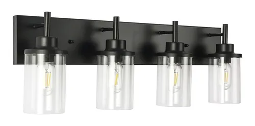 comprar Lampara Tocador Baño 4 Luz Color Negro Moderna Montaje