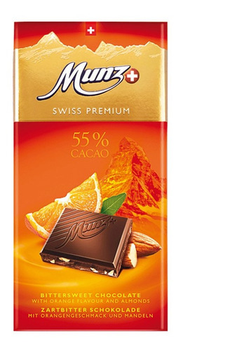 Chocolate Suizo Munz Dark Naranja Y Almendras 100g