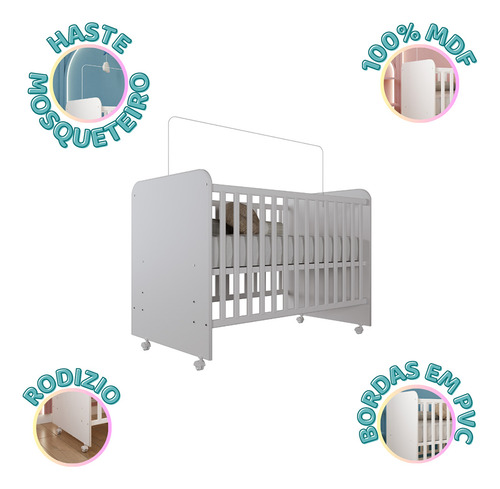 Cama Berço Americano Premium Menino Menina Bebe Inocencia Com Rodizios Criança Quarto Do Nenem