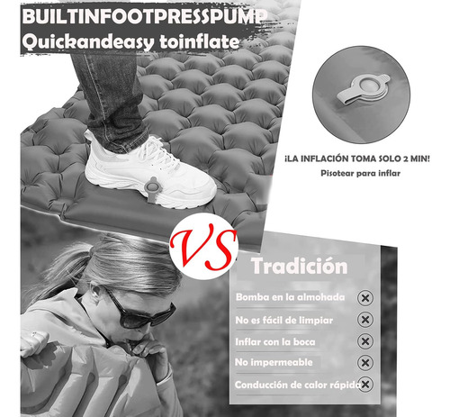 Colchón Inflable Portátil Acampar Dormir Doble Ultraligera