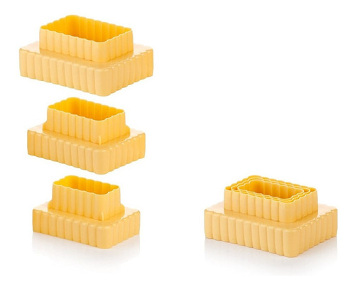 Aleissi Cortador Rectangular Olan 6 Tamaños Galleta Fondant Color Amarillo