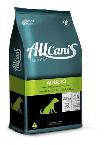 Ração Allcanis Premium Adultos Frango, Carne E Arroz 15kg
