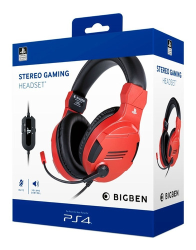 Audifono Ps4 Bigben Stereo Gaming Headset V3 Rojo