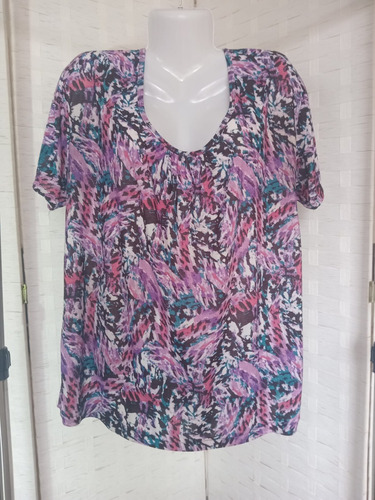 Blusa Remera Estampada De Viscosa Estilo Seda Fria Talle L