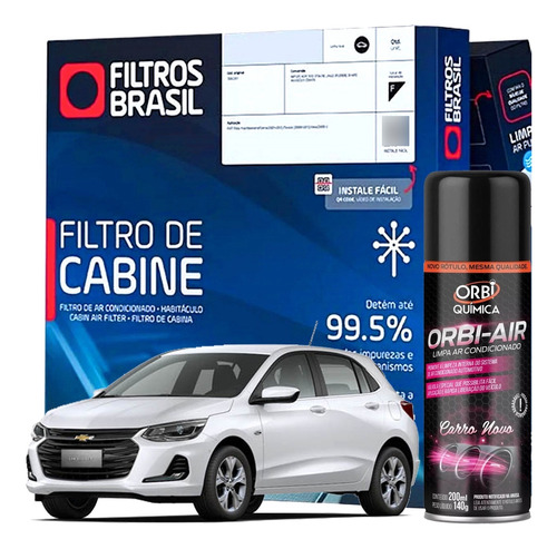 Kit Filtro Cabine Ar Condicionado Higienizador Onix Turbo 