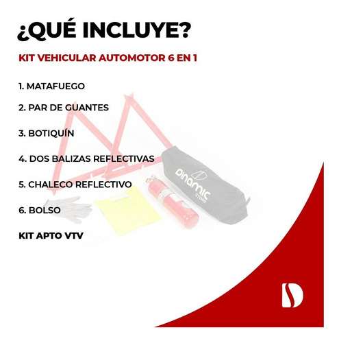 Imagen 3 de 9 de Kit Seguridad Emergencia Auto 7 En 1 Matafuego Chaleco Vtv
