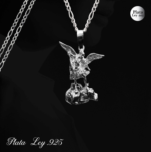 Dije De Plata Arcangel San Miguel Con Cadena De Plata Calibre 50 Y 55 Cm De Largo Ideal Para Regalar En Boda Bautizo Primera Comunión O 15 Años Unisex Mujer Hombre