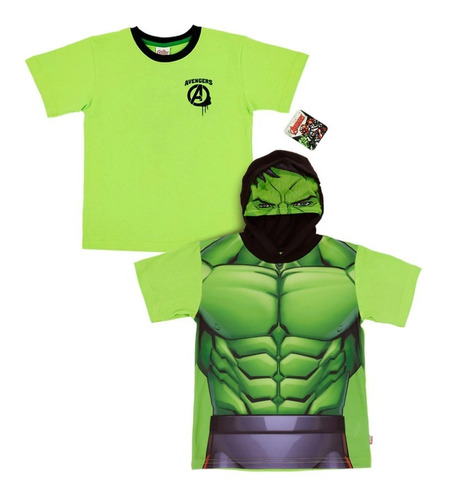 Set 2 Playera Marvel Hulk Disfraz Manga Corta P/niño Avenger