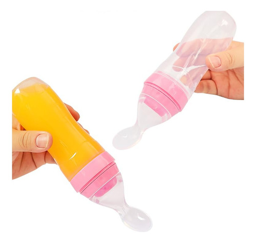 Cuchara Mamadera Dosificadora Bebe Silicona Color Celeste