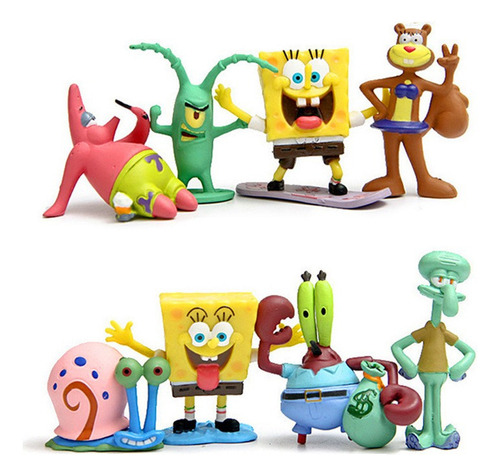 8 Figuras Bob Esponja Juego De Colección De Juguetes