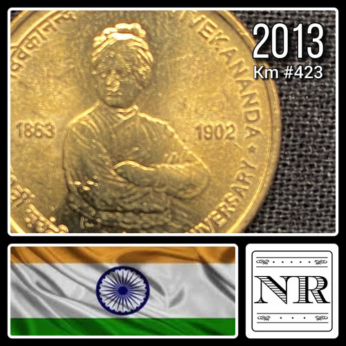 Imagen 1 de 4 de India 5 Rupias - 2013 - Km# 423 - Unc - Swami Vivekananda
