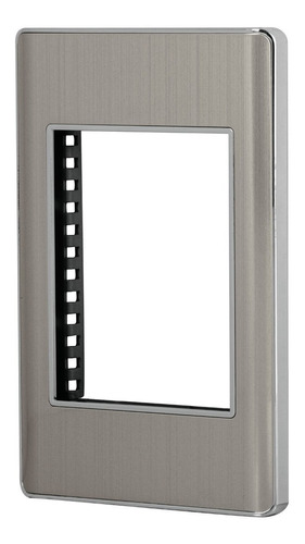 Placa De Acero Inox Con 1 Ventana 3 Módulos, Volteck 47819 Color Gris Corriente nominal 0 A Voltaje nominal 127V