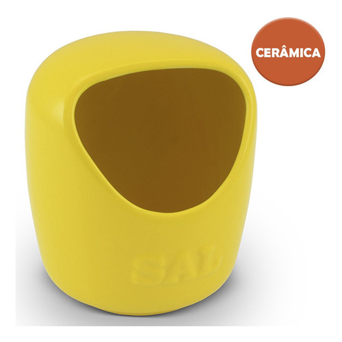 Porta Sal Cozinha Cerâmica 650g Amarelo Mondoceram Gourmet