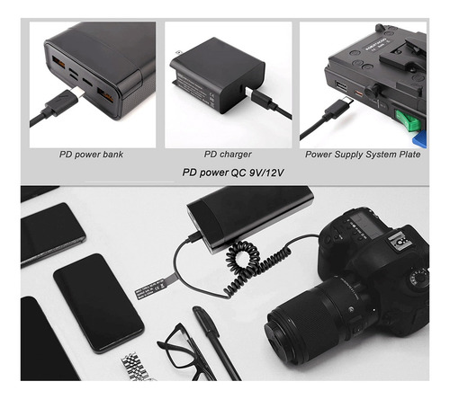 Adaptador Dummy Pd Dk-x1 Bateria Sony Np-bx1 Espiral Usb-c Cor Preto
