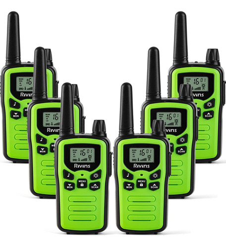 Rivins Walkie Talkies Para Adultos 6 Pack Rados 2 Vias 22 Ca