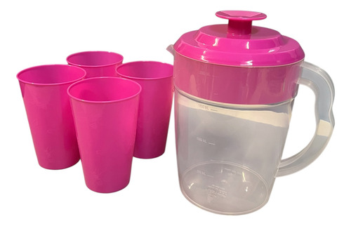 Paquete 12 Jarras Plástico 2 Litros Con 4 Vasos Multicolor Multicolor
