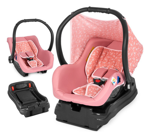 Kit Bebê Conforto Solare Rosa Com Base - Tutti Baby