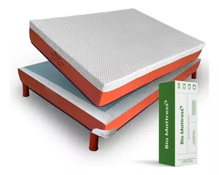 Colchon Con Box Bio Mattress Queen Size Hermes Memory Foam Color Anaranjado