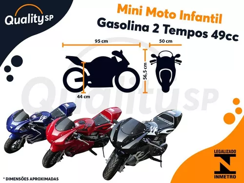 Mini Moto Criança Infantil Cross 49cc 2Tempo Gasolina Azul