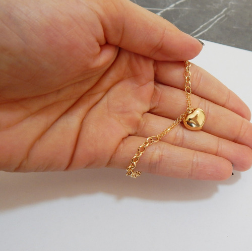 Pulseira Feminina Portuguesa Com Coração Em Ouro 18k