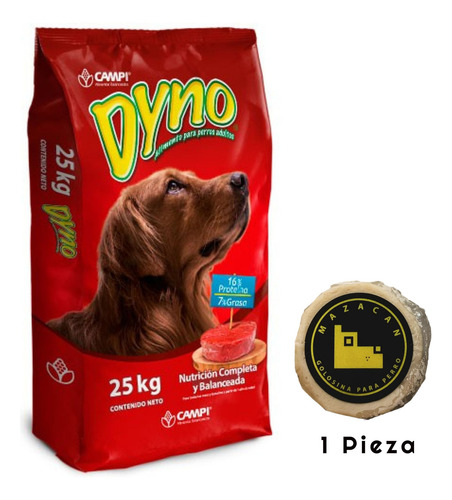 Dyno Adulto 25 Kg + Mazacan Para Perro 1 Pza