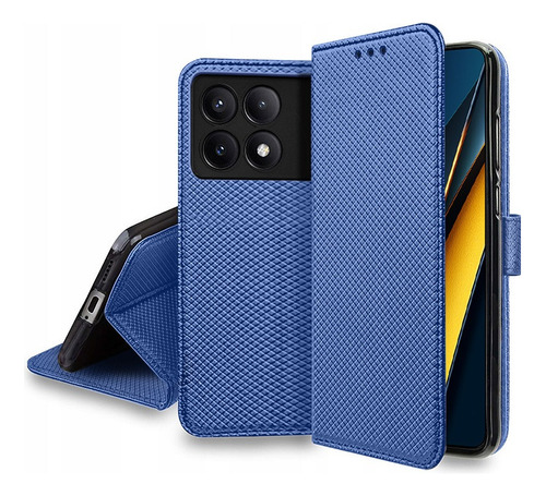 2 × For Poco X6 Pro 5g Pu Wallet Card Holder Flip Stand Case