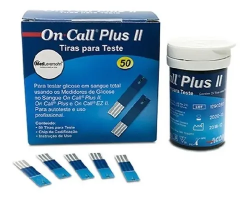 comprar Tiras Para Medição De Glicose  MedLevensohn On Call Plus Ii 50un Cor Azul