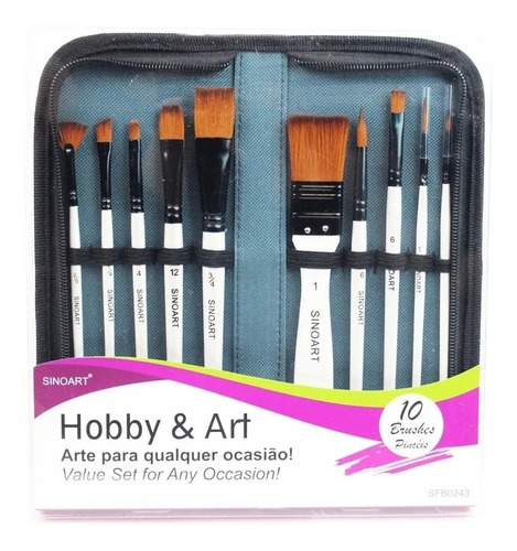 Kit De Pincel Sinoart Hobby & Art C/ 10 Pincéis